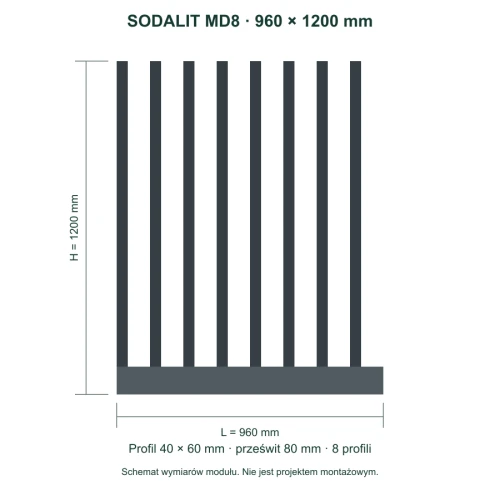 Sodalit MD8 – wymiary 960 × 1200 mm