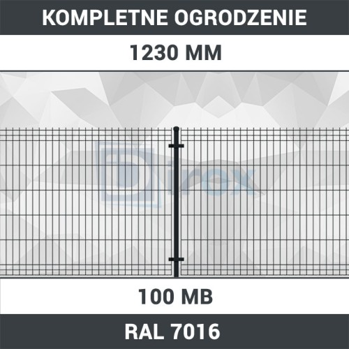 Ogrodzenie panelowe 3D kompletny zestaw 1,23m 100m RAL 7016 / Orion Light - Kompletne ogrodzenia zestawy - Zdjęcie nr 11
