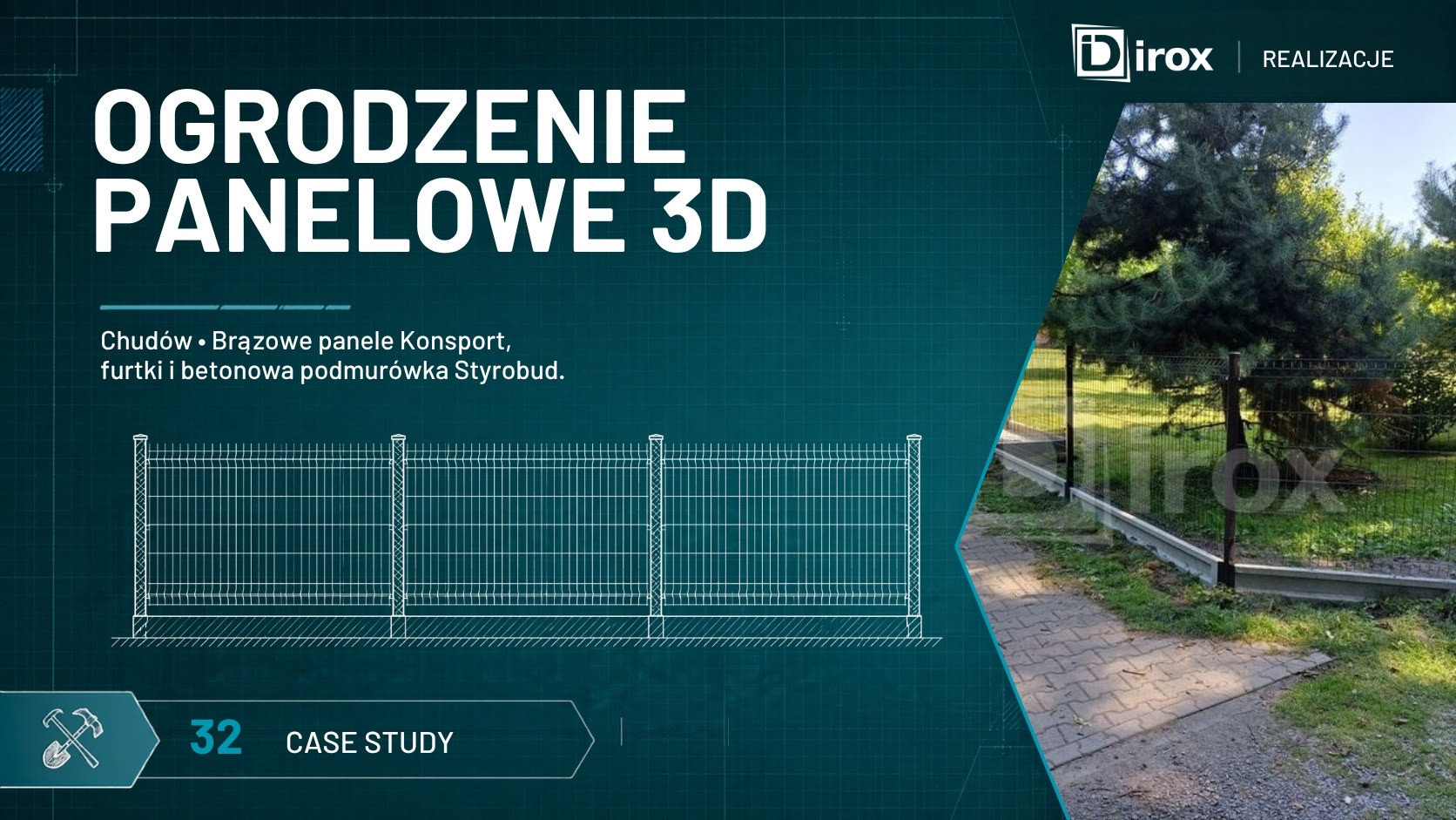 Chudów - ogrodzenie panelowe 3D brązowe wraz z kompleksowym wykonaniem.