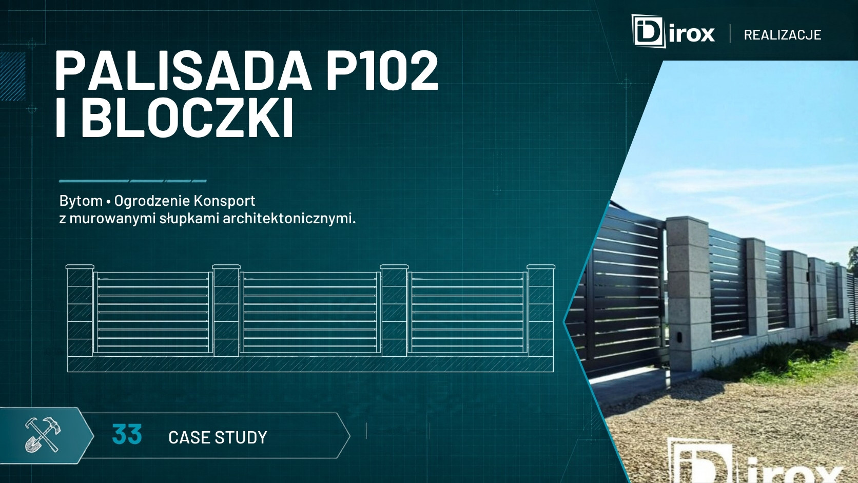Ogrodzenie z bloczków i przęseł firmy Konsport w Bytomiu