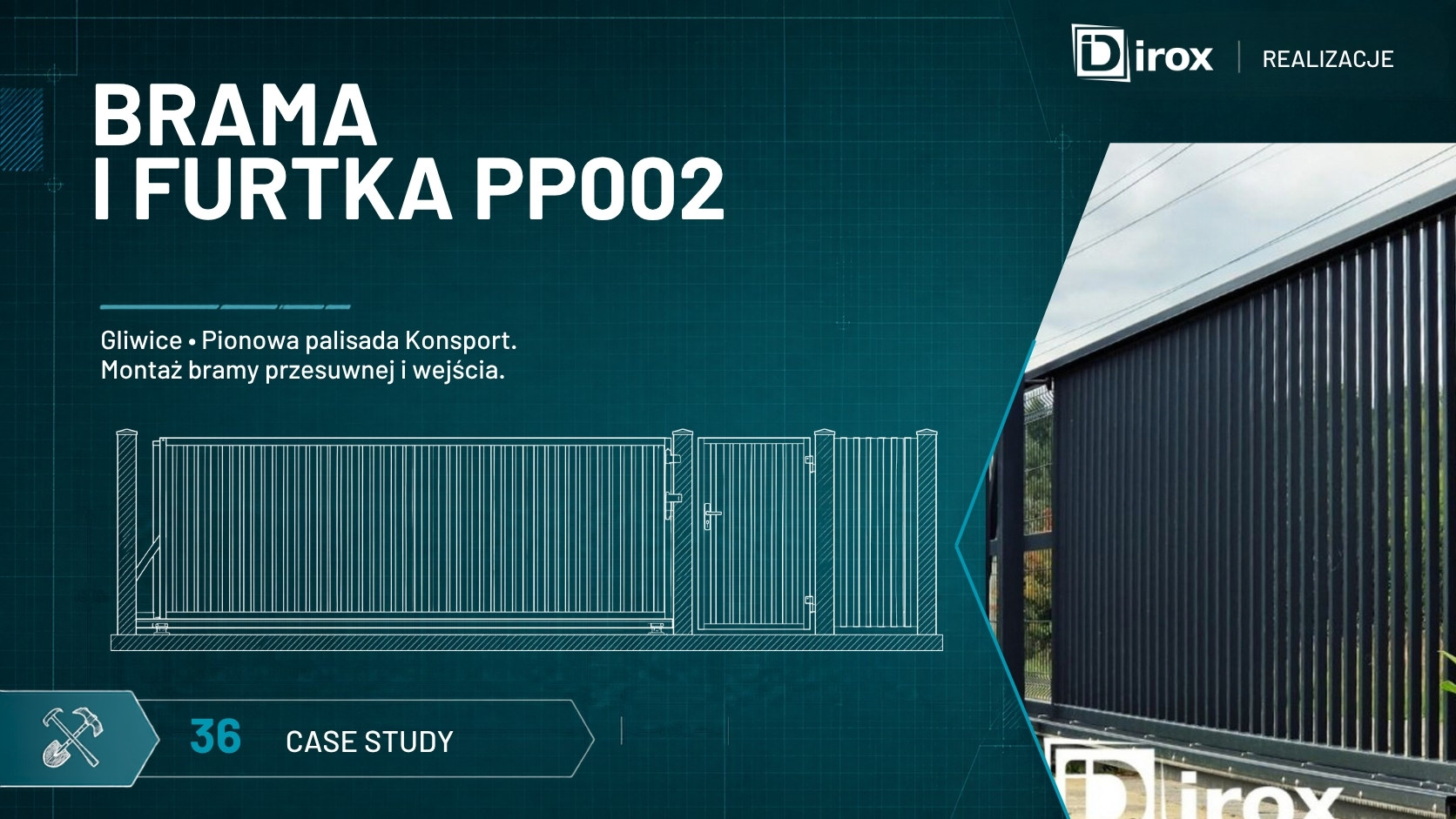 Brama przesuwna wraz z furtką firmy Konsport w Gliwicach