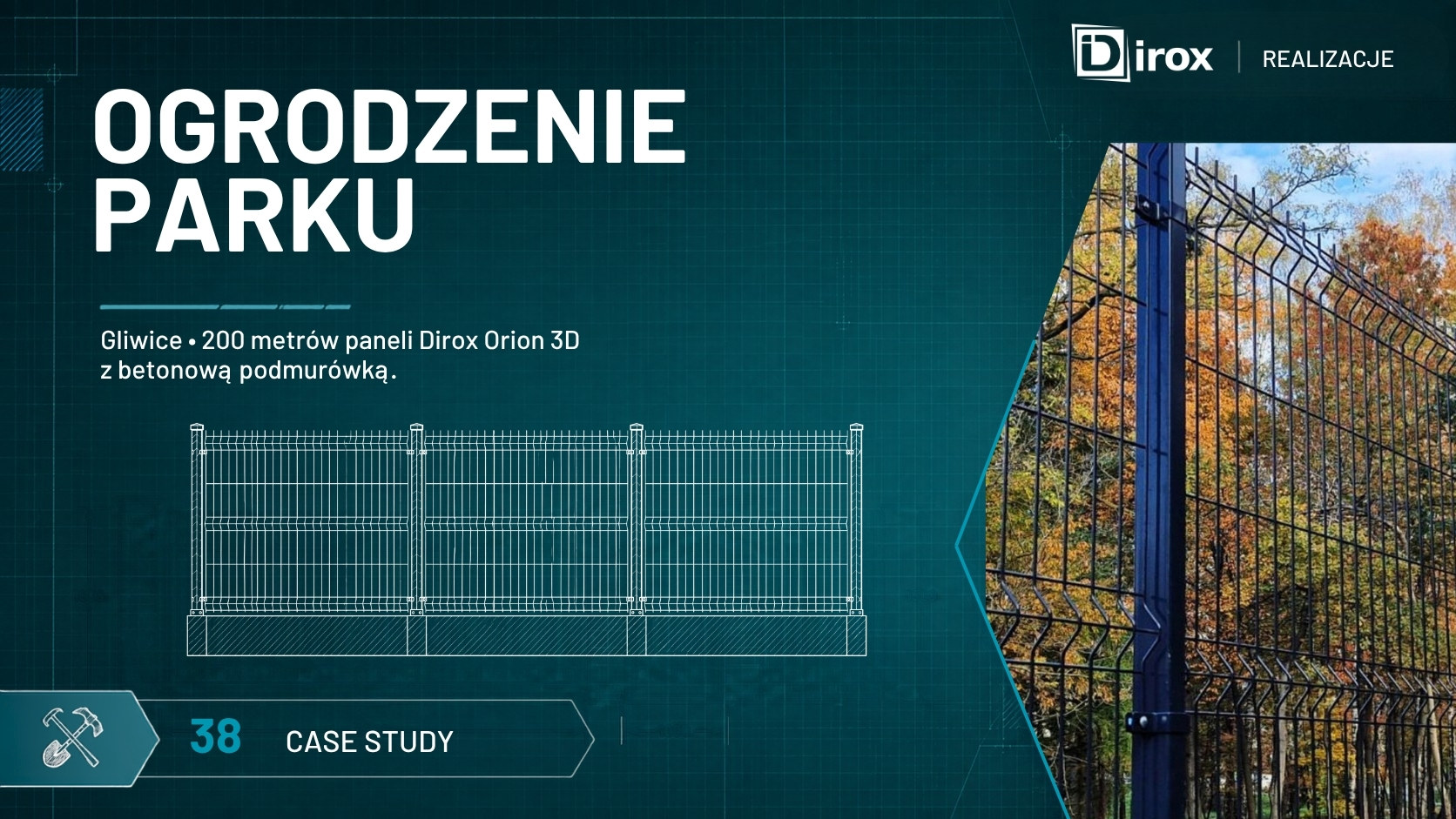 Ogrodzenie parku w Gliwicach panelami 3D Dirox Orion