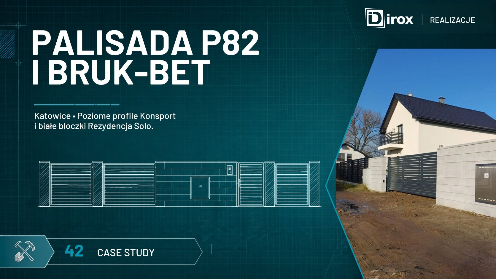 Ogrodzenie palisadowe P82 Konsport oraz bloczki Bruk-Bet w Katowicach