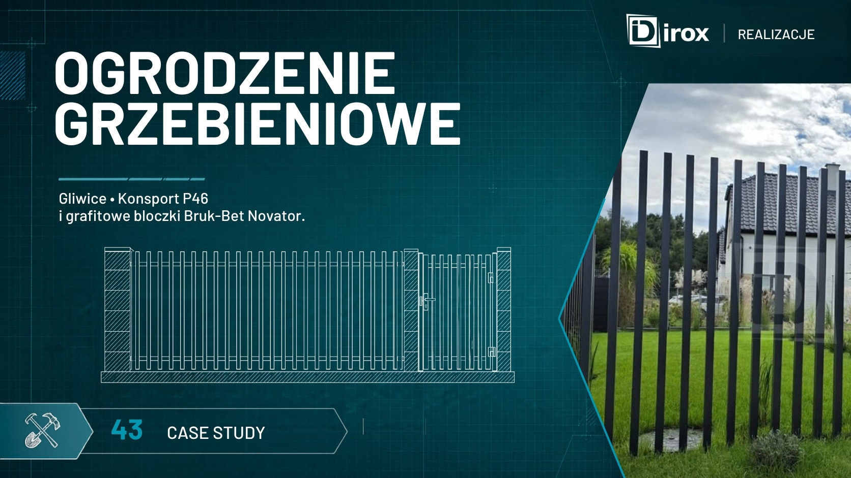 Ogrodzenie grzebieniowe z przęseł firmy Konsport w Gliwicach