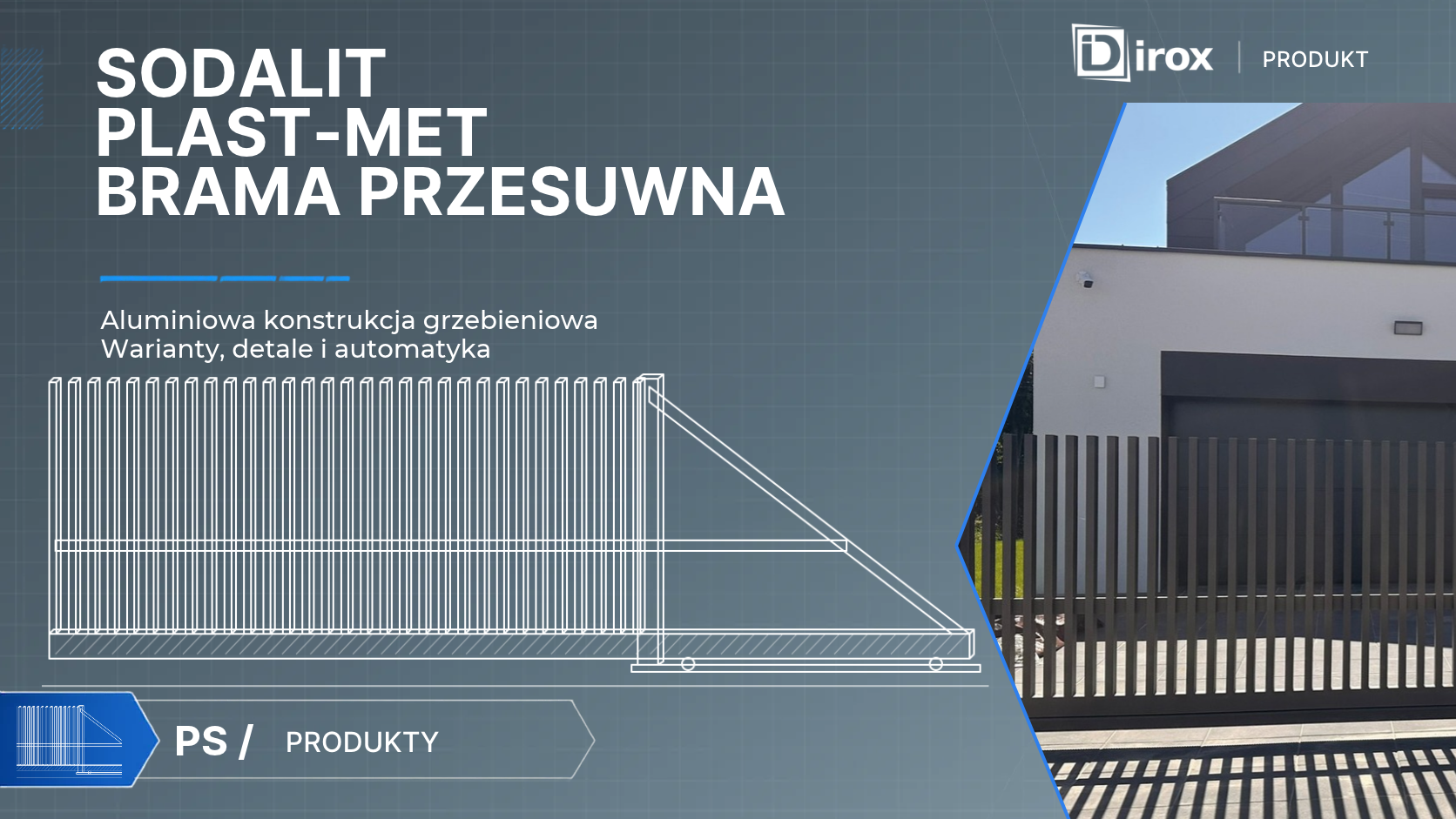 Brama przesuwna aluminiowa Sodalit Plast-Met — konstrukcja grzebieniowa, warianty i automatyka