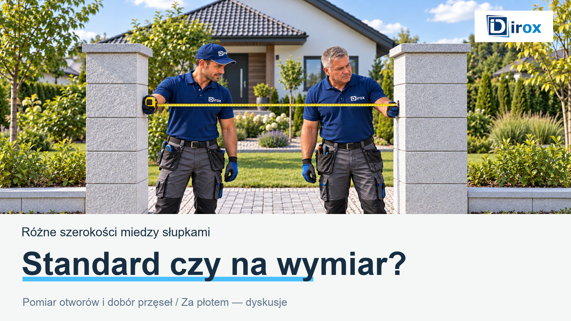 Różne szerokości między słupkami — standard czy na wymiar? Montażyści DIROX mierzą otwór pod przęsło.