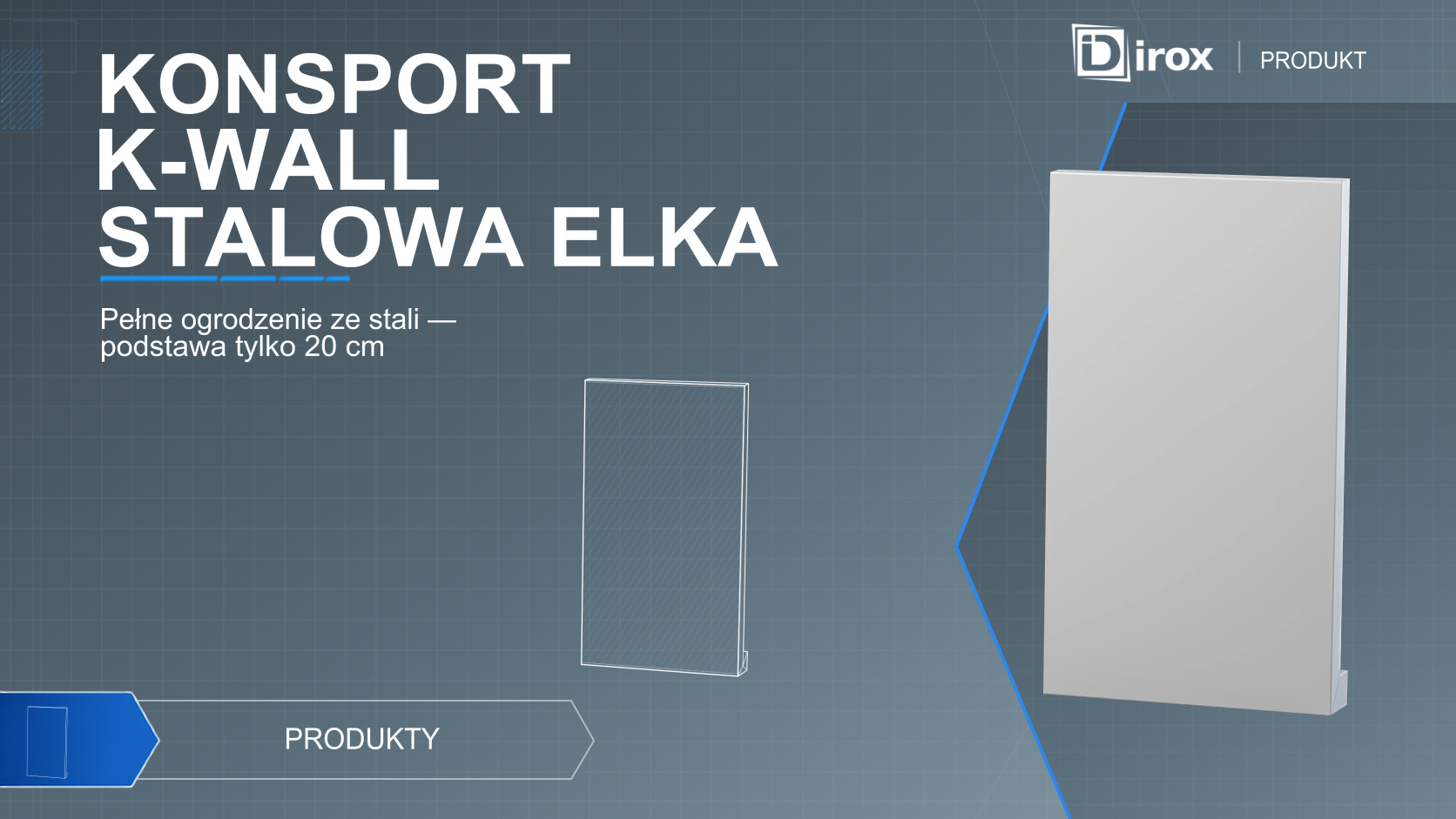 Konsport K-WALL — stalowa elka ogrodzeniowa z podstawą 20 cm — DIROX